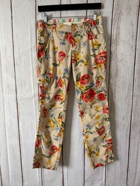 Anthropologie Hei Hei Floral Poppy Print Utility Cargo Pants Size 0